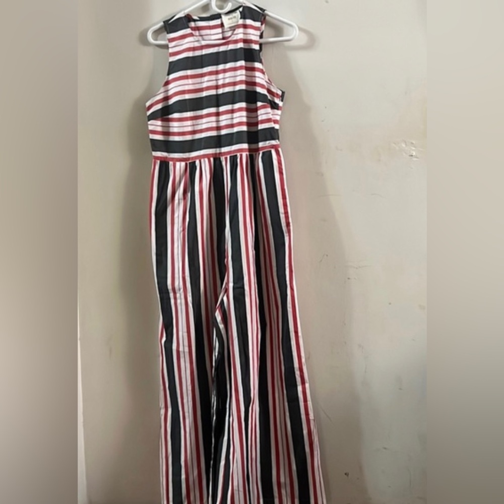 Anthropologie Maeve Striped Wide Leg Jumpsuit NWT Size M - Picture 6 of 14